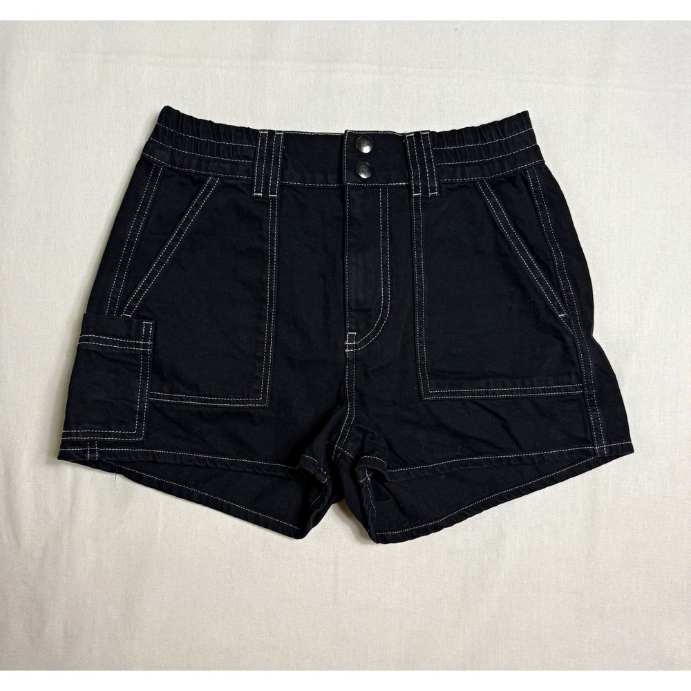 BDG Skate Women's Utility Shorts S 28" High Rise Black Cargo Pocket Black Jeans
